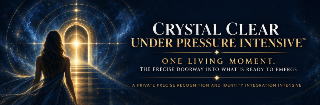 Crystal Clear Under Pressure Intensive: one living moment becomes the precise doorway into what is ready to emerge through private Precise Recognition and identity integration.